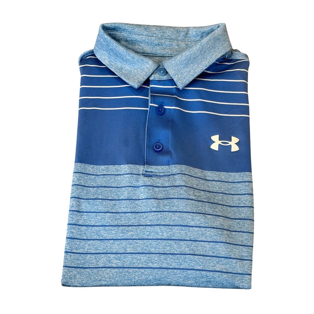 Under‎ Armour Men's Playoff 2.0 Golf Polo Shirt Blue Striped Size Small